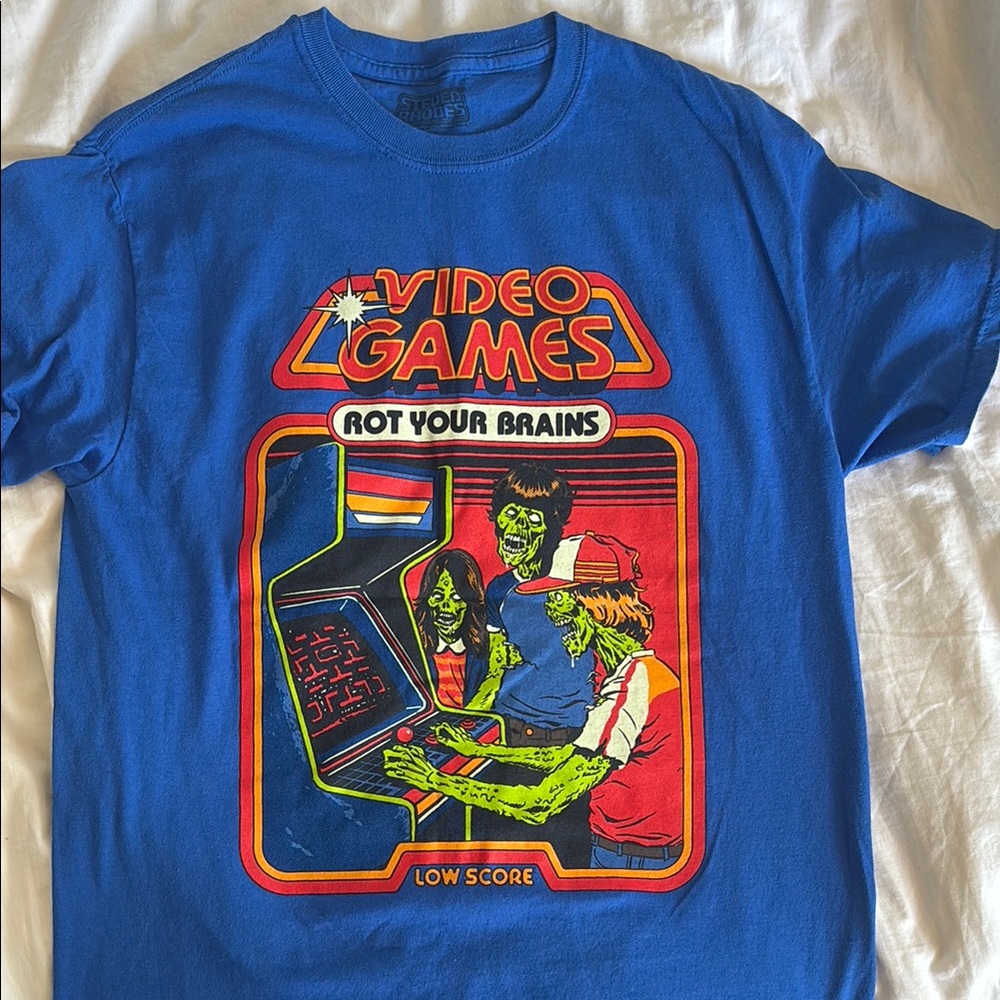 Blue Steven Rhodes Video Games Graphic T-Shirt